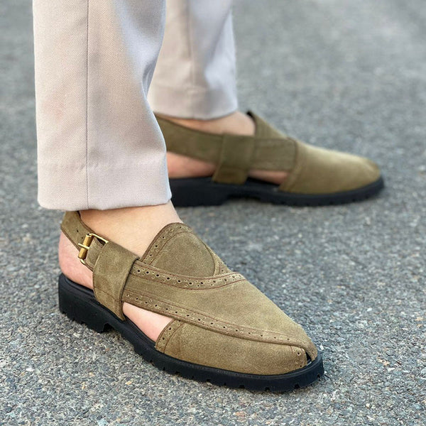 Mustard green Peshawari Sandals