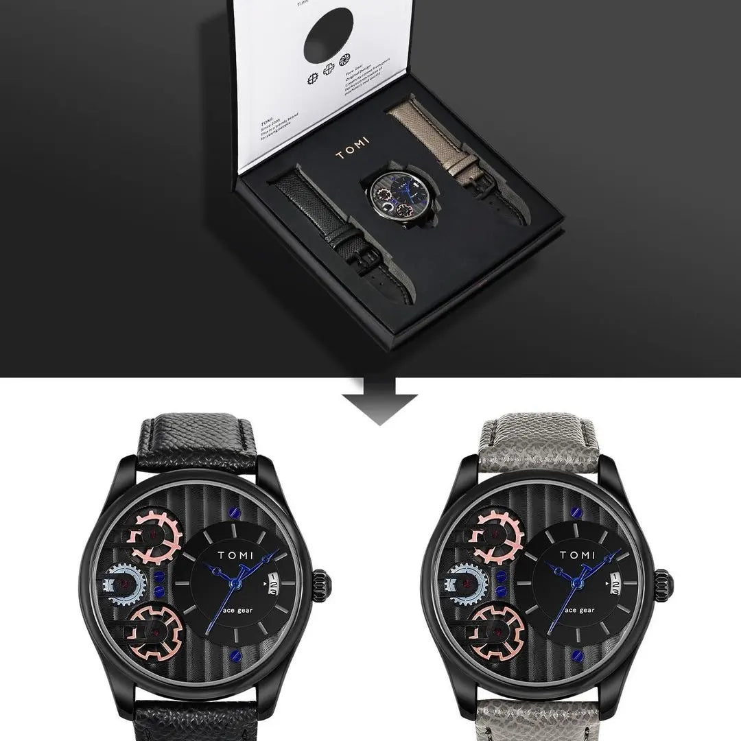 TOMI Face Gear Dual Strap Luxury Watch