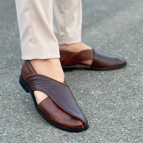 Brown premium leather Quality Peshawari Sandals