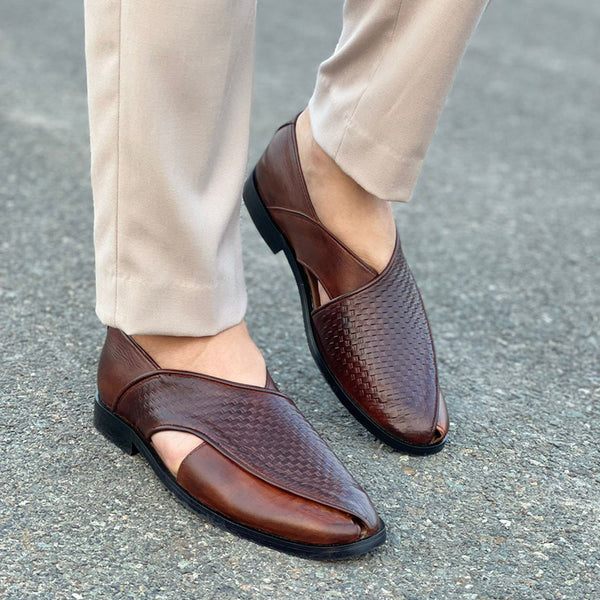 Brown premium leather Quality Peshawari Sandals